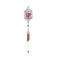 33" Long Butterfly Fairy Copper and Gem Wind Chime with Candle Holder