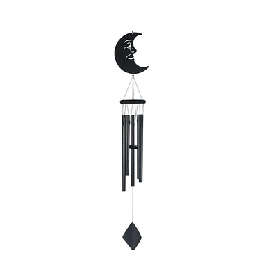 41" Long Wood Black Moon Wind Chime With 3 Metal Tubes