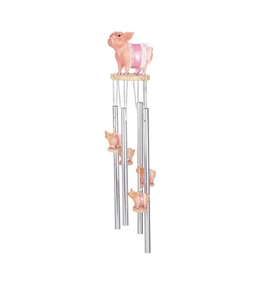 23" Long Pink Pig Round Top Wind Chime