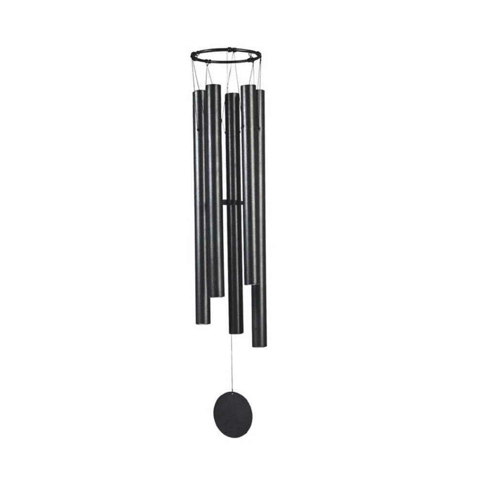 50" Long Black Metal Traditional Wind Chime with Black Tubes