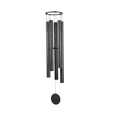 50" Long Black Metal Traditional Wind Chime with Black Tubes