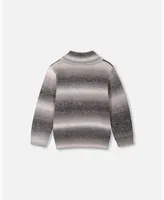 Boy Grey Gradient Knitted Sweater With Collar