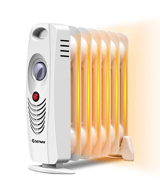 Costway 700 W Portable Mini Electric Oil Filled Radiator Heater 7-Fin Thermostat Home