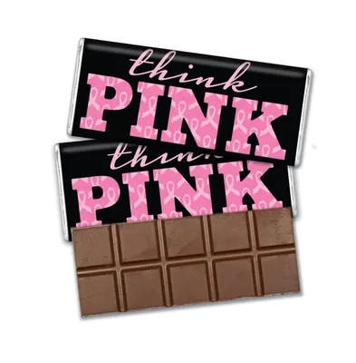 Just Candy 36 Pcs Breast Cancer Awareness Candy Gifts in Bulk Belgian Chocolate Bars - Think Pink - Assorted pre