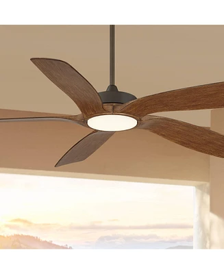 56" Mach 5 Modern Tropical Coastal Indoor Outdoor Ceiling Fan with Led Light Remote Control Oil-Rubbed Bronze Damp Rated Dimmable Patio Exterior House