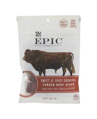Epic - Jerky Bites - Sweet and Spicy Sriracha Tender Beef Steak - Case of 8 - 2.5 oz.