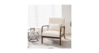 Modern Accent Chair with Rubber Wood Frame and Lumbar Pillow