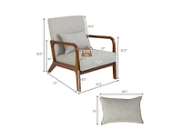 Modern Accent Chair with Rubber Wood Frame and Lumbar Pillow