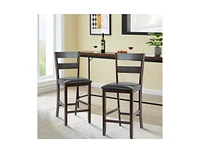 2-Pieces Upholstered Bar Stools Counter Height Chairs with Pu Leather Cover