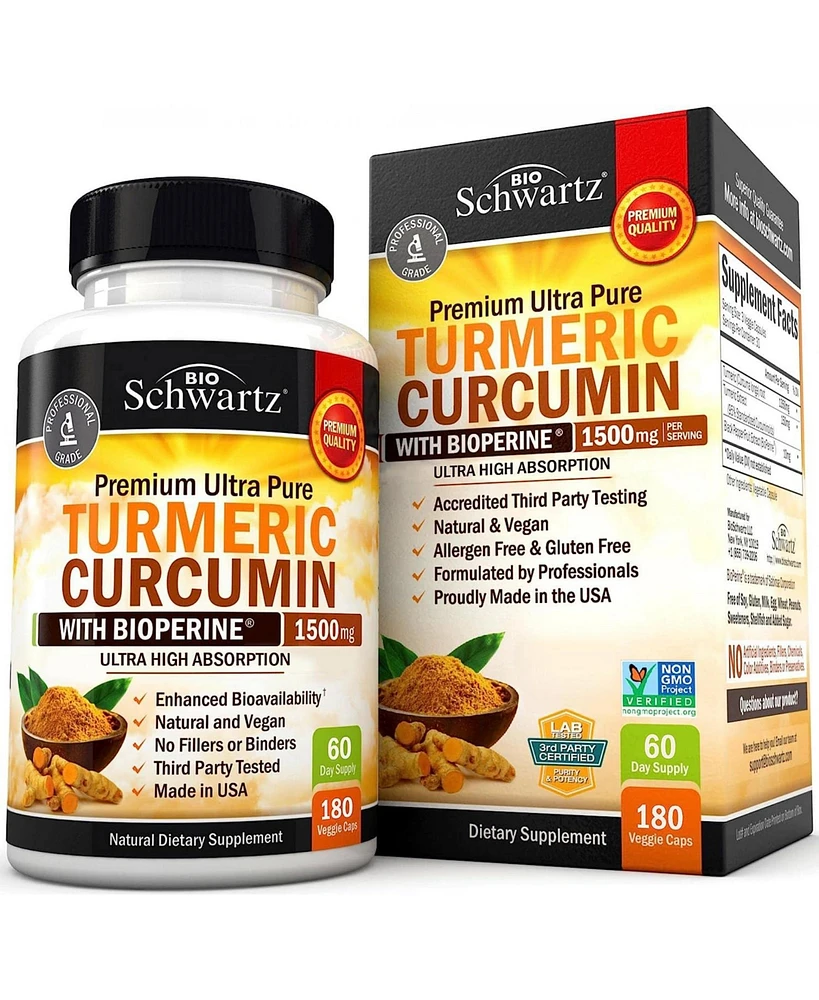 BioSchwartz Turmeric Curcumin with BioPerine 1500mg - Natural Joint Support - Non Gmo - Gluten Free