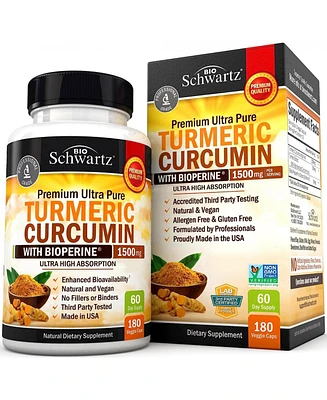 BioSchwartz Turmeric Curcumin with BioPerine 1500mg - Natural Joint Support - Non Gmo - Gluten Free