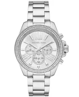 Michael Kors Women's Wren Chronograph Silver-Tone Stainless Steel Watch 42mm