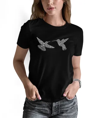 La Pop Art Women's Hummingbirds Word Short Sleeve T-shirt