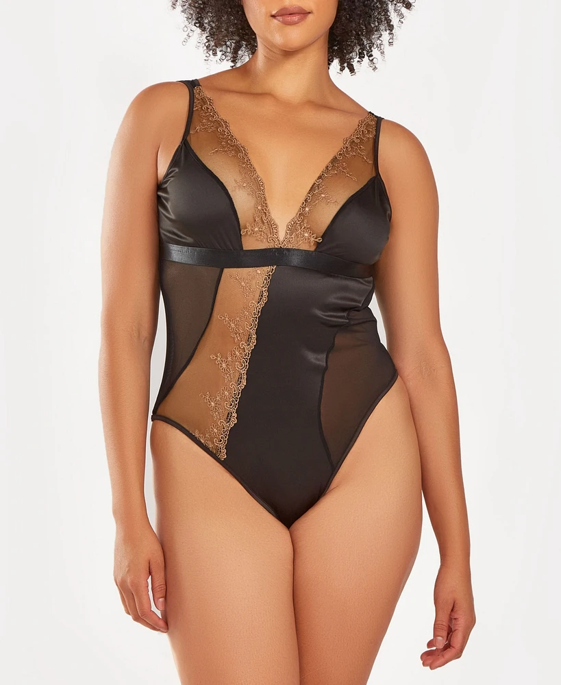 iCollection Women's 1 Piece Asymmetrical Lace Bodysuit Lingerie