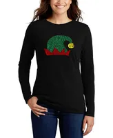 La Pop Art Women's Christmas Elf Hat Word Long Sleeve T-shirt