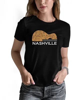 La Pop Art Women's Nashville Guitar Word Short Sleeve T-shirt