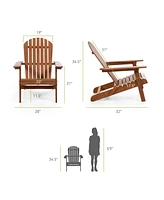 Furniture of America 35.5" Outdoor Eucalyptus Wood Folding Adirondrack Chair