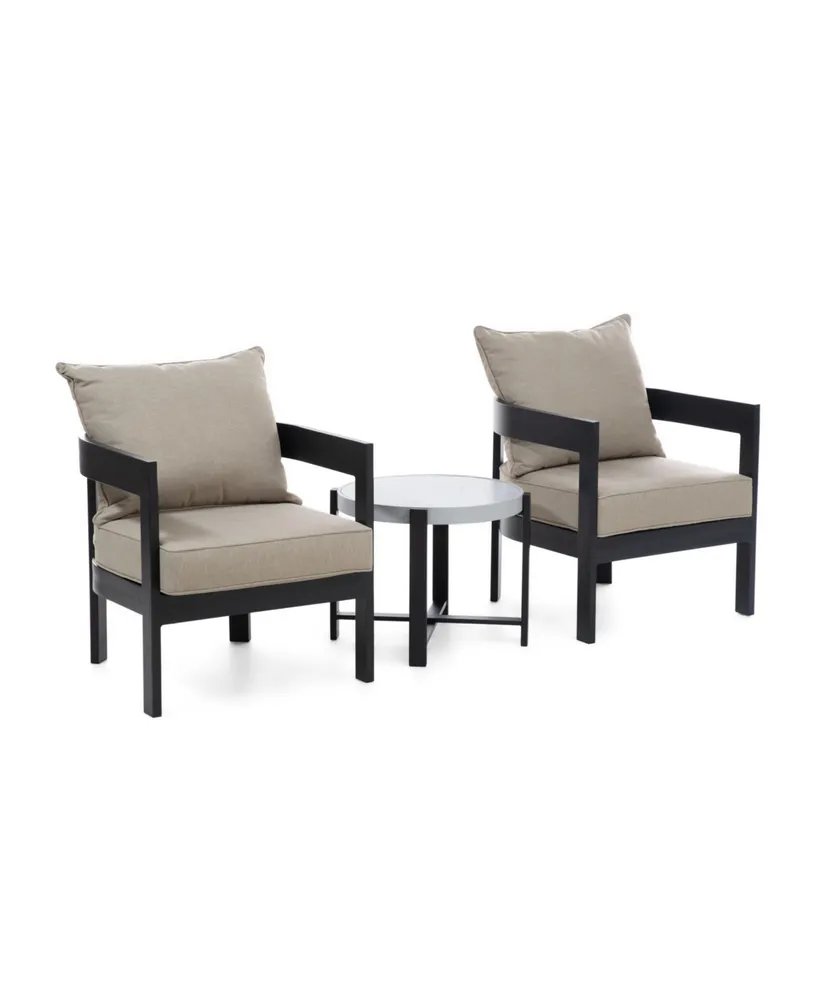 Furniture of America 3 Piece Aluminum Stackable Patio Conversation Set