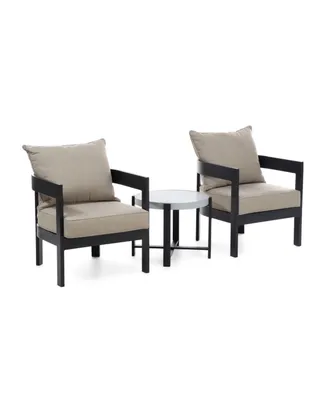 Furniture of America 3 Piece Aluminum Stackable Patio Conversation Set