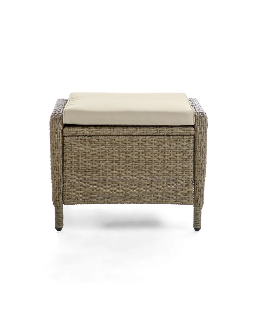Furniture of America 2 Piece Outdoor Resin Wicker Ottomans with Cushions