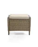 Furniture of America 2 Piece Outdoor Resin Wicker Ottomans with Cushions