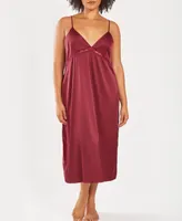 iCollection Plus Silky Open Back Nightgown with Lace Trims