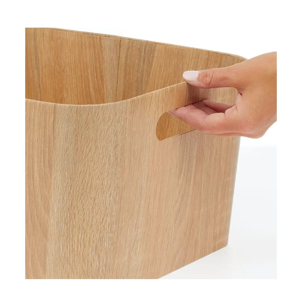 mDesign Wood Print 16" Long Kitchen Bin Box w/ Handles - 2 Pack - Natural