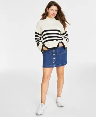 On 34th Women's Mock Neck Sailor-Stripe Sweater, Created for Macy's