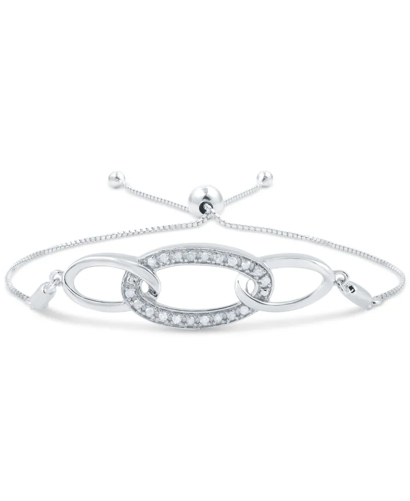 Diamond Ovals Bolo Bracelet (1/6 ct. t.w.) in Sterling Silver