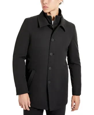 Kenneth Cole Men's Filled Button-Front Trench Coat with Interior Bib