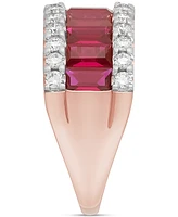 Grown With Love Lab Grown Ruby (2-5/8 ct. t.w.) & Lab Grown Diamond (3/4 ct. t.w.) Pear Halo Ring Baguette Band in 14k Rose Gold