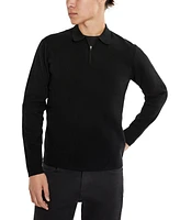 Kenneth Cole Men's Slim-Fit Zip-Placket Long Sleeve Polo Sweater