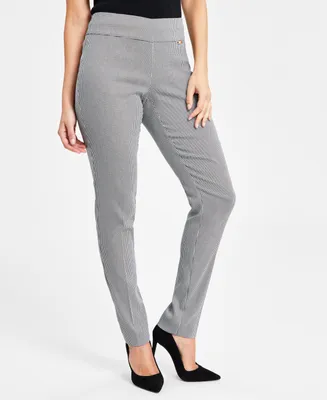 I.n.c. International Concepts Petite Mid-Rise Pull-On Jacquard Skinny Pants, Created for Macy's