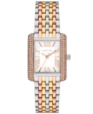 Michael Kors Women's Emery Three-Hand Tri-Tone Stainless Steel Watch 33 X 27mm