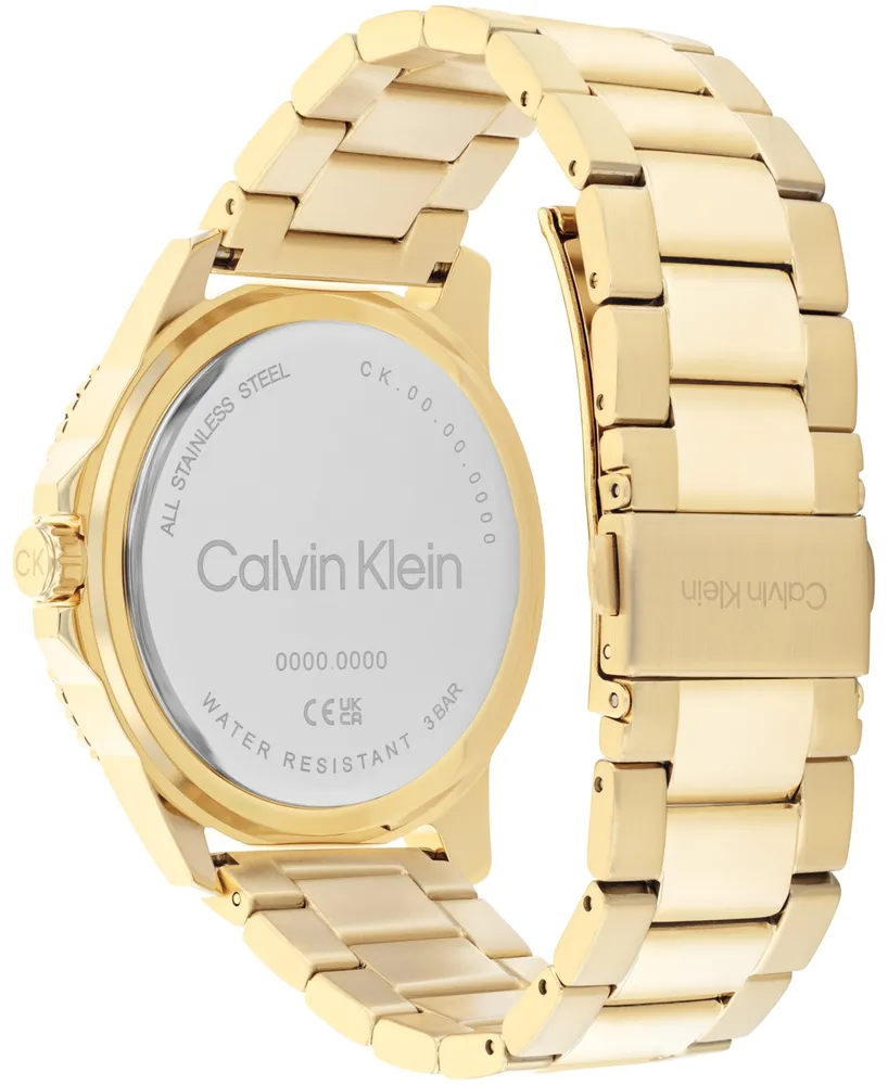 Calvin Klein Men's Three Hand Gold- Tone Stainless Steel Bracelet Watch 44mm