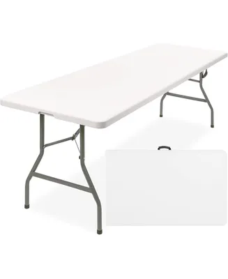 8 ft. White Fold-in-Half Steel Outdoor Picnic Folding Table