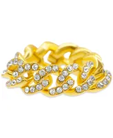 Adornia 14k Gold-Plated Pave Curb Chain Flexible Ring