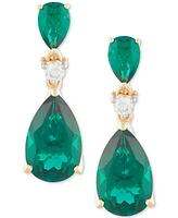 Grown With Love Lab Grown Emerald (4-5/8 ct. t.w.) & Diamond (1/8 ct. t.w.) Double Pear Drop Earrings (Also available in Ruby)