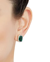 Grown With Love Lab Emerald (7-5/8 ct. t.w.) & Diamond (1/2 Halo Stud Earrings 14k Gold