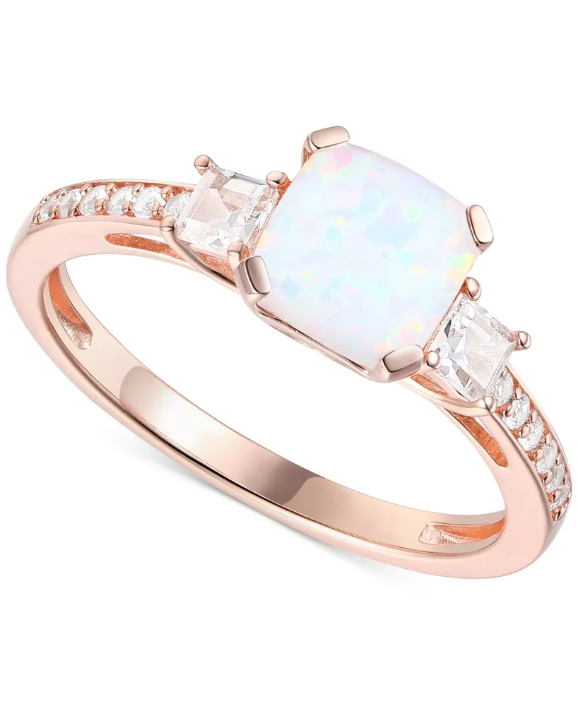 Lab-Grown Morganite (1-3/8 ct. t.w.) & White Sapphire (1/3 Three Stone Ring 14k Rose Gold