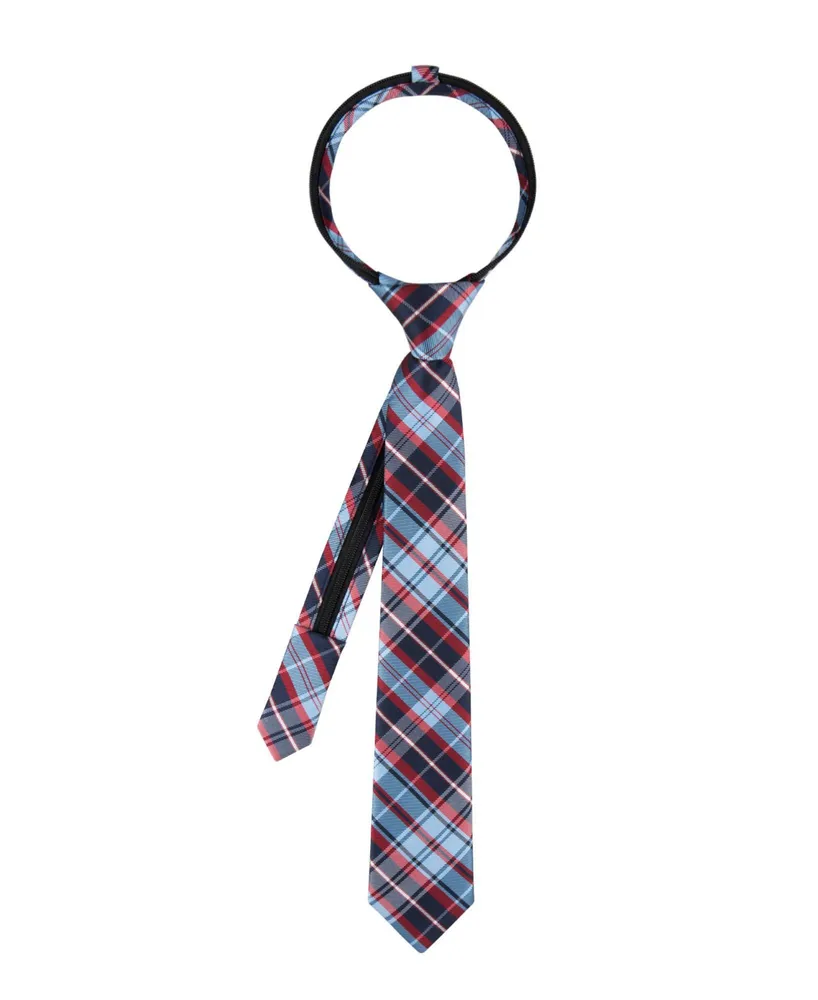 Tommy Hilfiger Boys Classic Plaid Pre-Tied Zipper Necktie