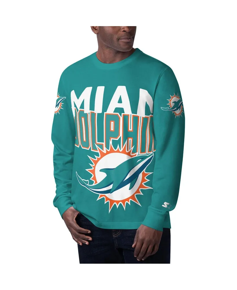 Men's Starter Aqua Miami Dolphins Clutch Hit Long Sleeve T-shirt