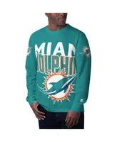 Men's Starter Aqua Miami Dolphins Clutch Hit Long Sleeve T-shirt