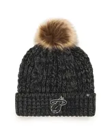 Women's '47 Brand Black Miami Heat Meeko Cuffed Knit Hat with Pom