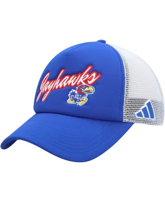 Men's adidas Royal Kansas Jayhawks Script Trucker Snapback Hat