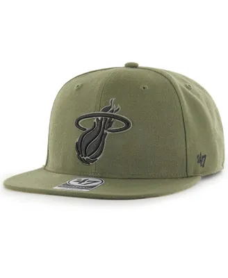 Men's '47 Brand Olive Miami Heat Ballpark Camo Captain Snapback Hat
