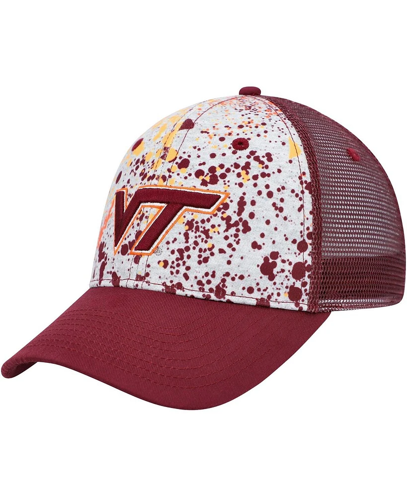 Men's Colosseum Gray, Maroon Virginia Tech Hokies Love Fern Trucker Snapback Hat