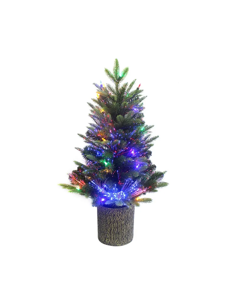 Kurt Adler 32" Northern Light Pot Tree with Fiber-Optics and Led Lights