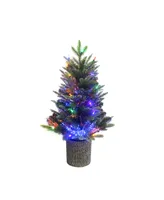 Kurt Adler 32" Northern Light Pot Tree with Fiber-Optics and Led Lights