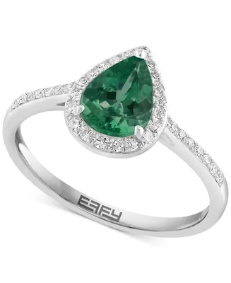 Brasilica by Effy Emerald (9/10 ct. t.w.) and Diamond (1/6 Pear-Shaped Ring 14k White Gold, Created for Macy's